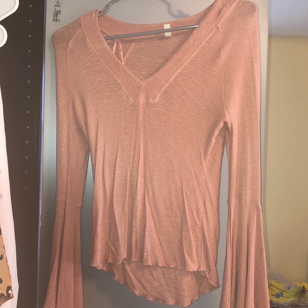 Free People Blush Shirt with Bell Sleeves